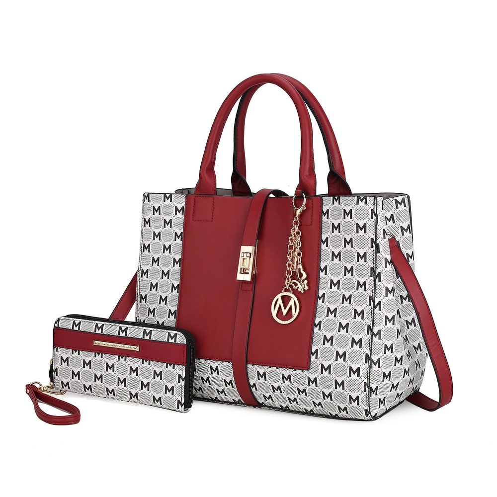 Stylish Women'S Bag Satchel With Wristlet Card Case Vegan Textured Satchel Sat